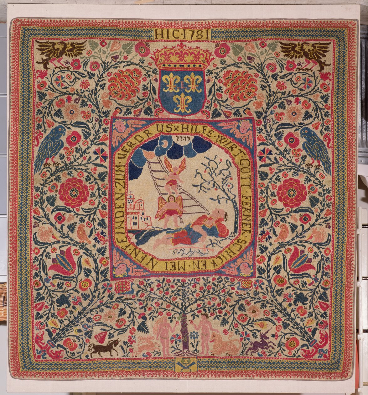 Tapis tricoté à la main représentant le rêve de Jacob, Alsace, 1781 - Unknown
