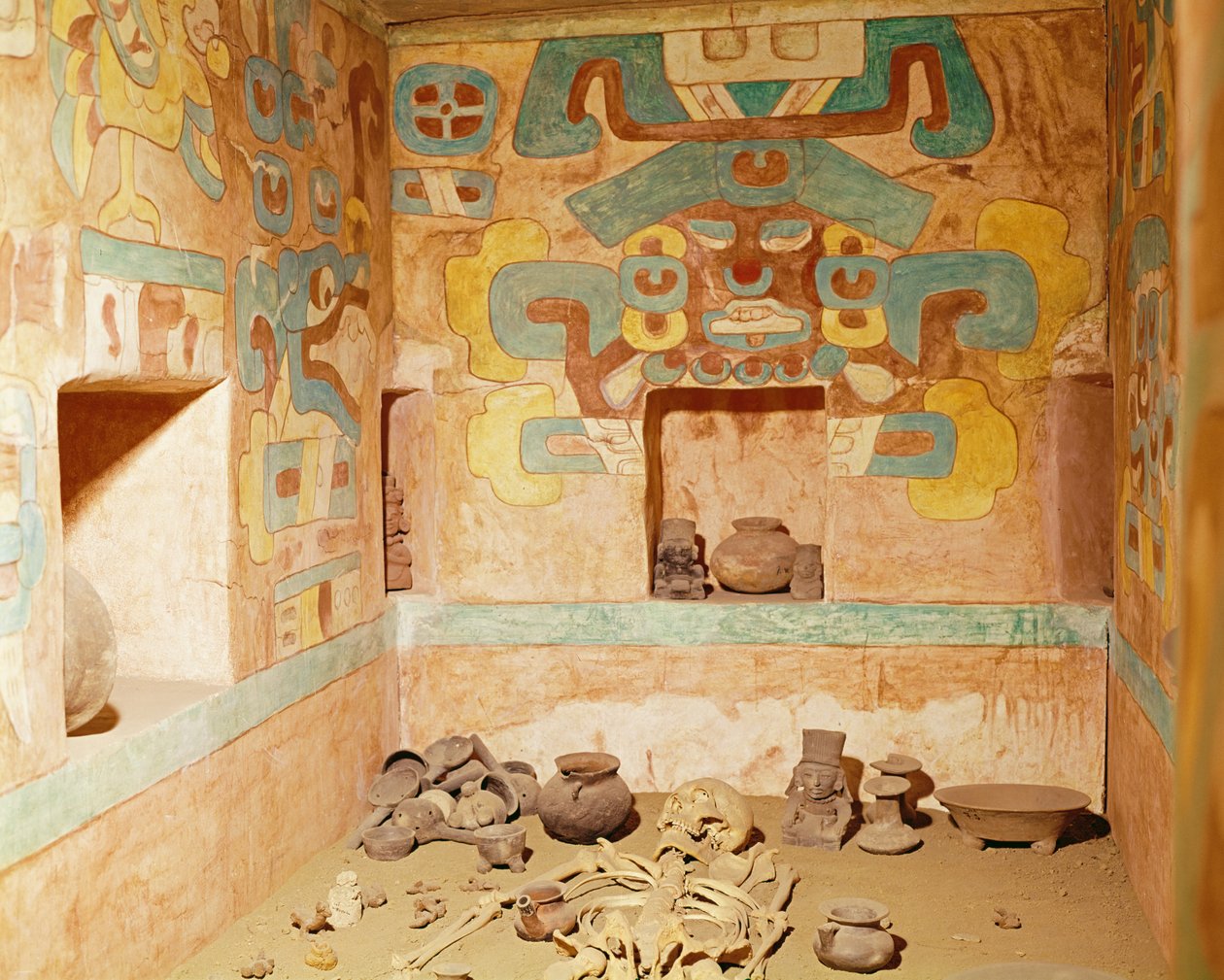 Reconstruction de la tombe 104 de Monte Alban, contenant un squelette - Unknown