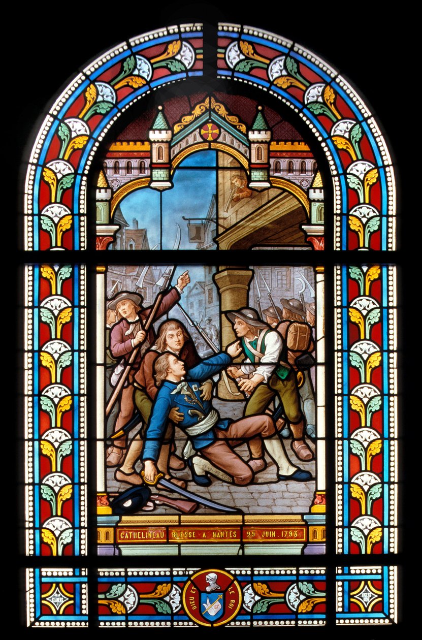 Guerre de Vendée. Jacques Cathelineau (1759-1793), chef royaliste, blessé à Nantes le 29/06/1793. Vitrail de Jean Clamens (1850-1918) (?). 19ème siècle Loire Atlantique N* 099 - Musée Dobrée - Tempo - Unknown