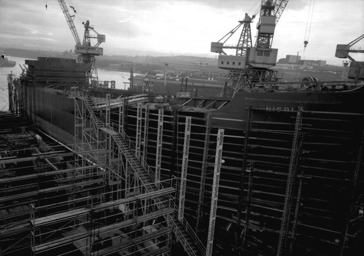 Vue de Nicola, le premier SD14, recevant une couche de peinture peu avant le lancement au chantier naval de Southwick, Sunderland, mi-décembre 1967 - Unbekannt Unbekannt