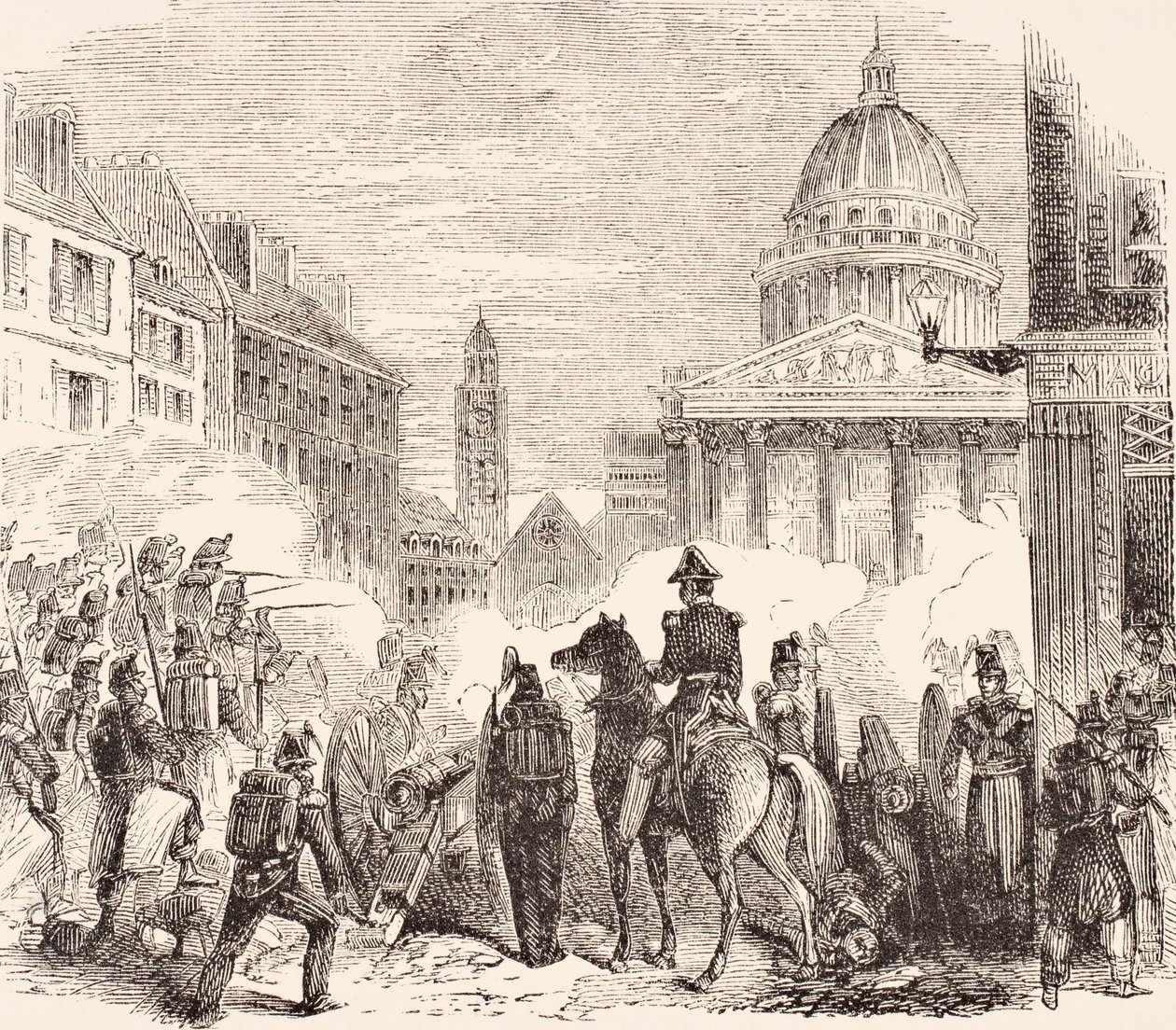Incident près du Panthéon, Paris, pendant la révolte des ouvriers français du 23-25 juin 1848, de 