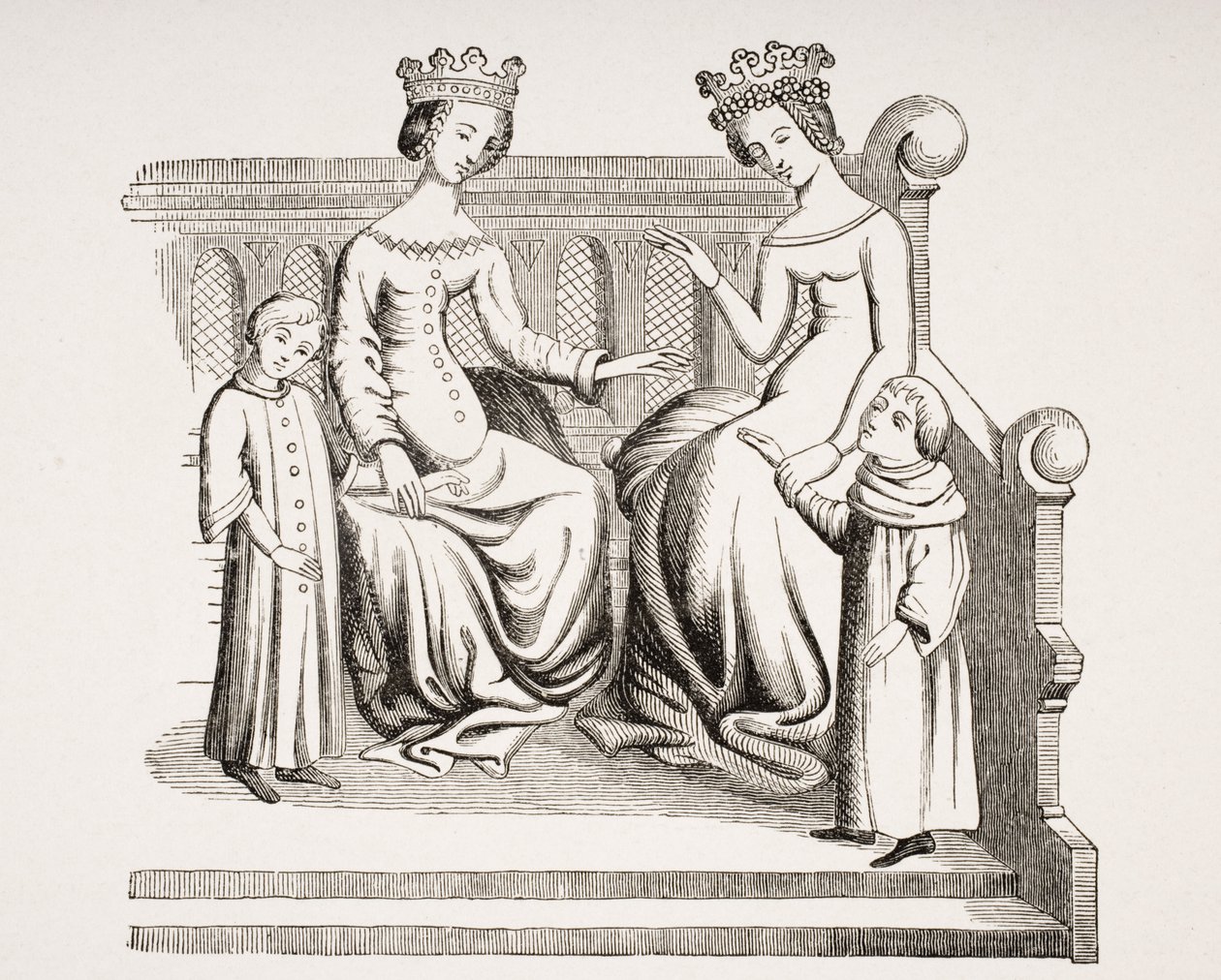 Robe des dames nobles et des enfants au XIVe siècle, d