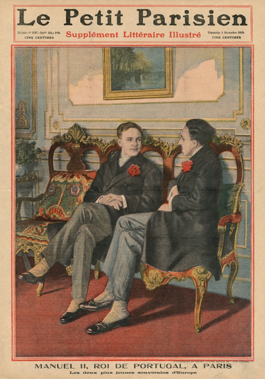 Manuel II, roi du Portugal, à Paris avec Alfonso XIII, roi d
