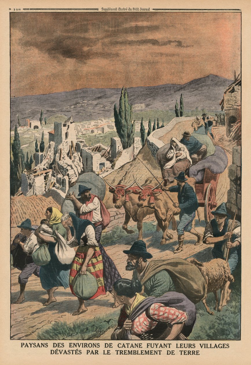 Paysans des environs de Catane fuyant leurs villages dévastés par le tremblement de terre, illustration de couverture arrière de 