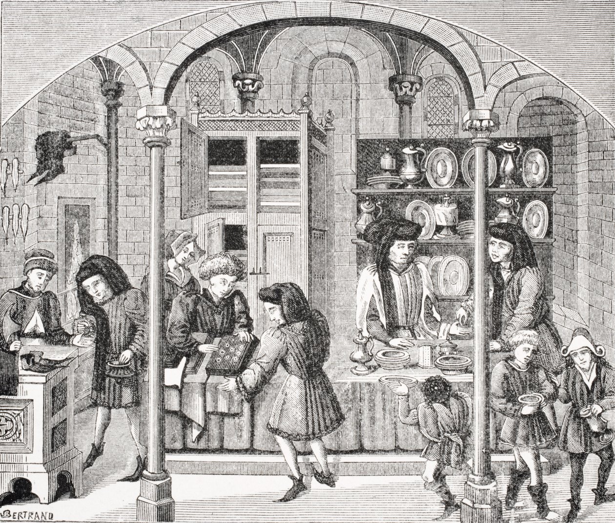 Boutiques sous un marché couvert, d