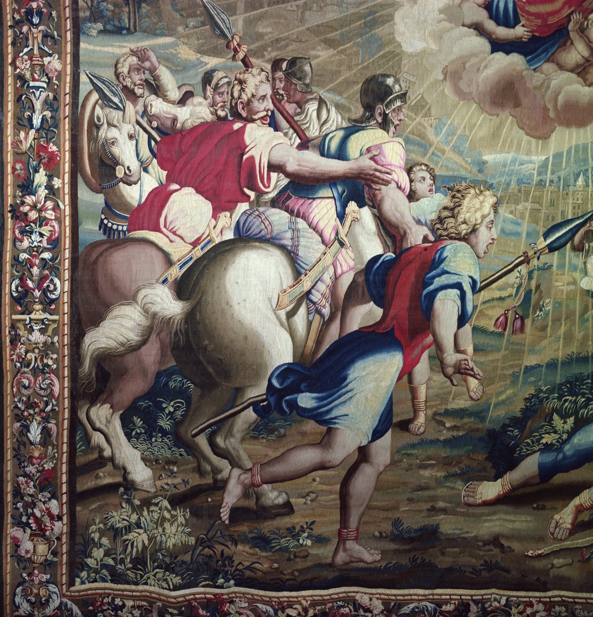 Tapisserie représentant les Actes des Apôtres, la Conversion de Saint Paul (détail des compagnons de Saint Paul), tissée à l
