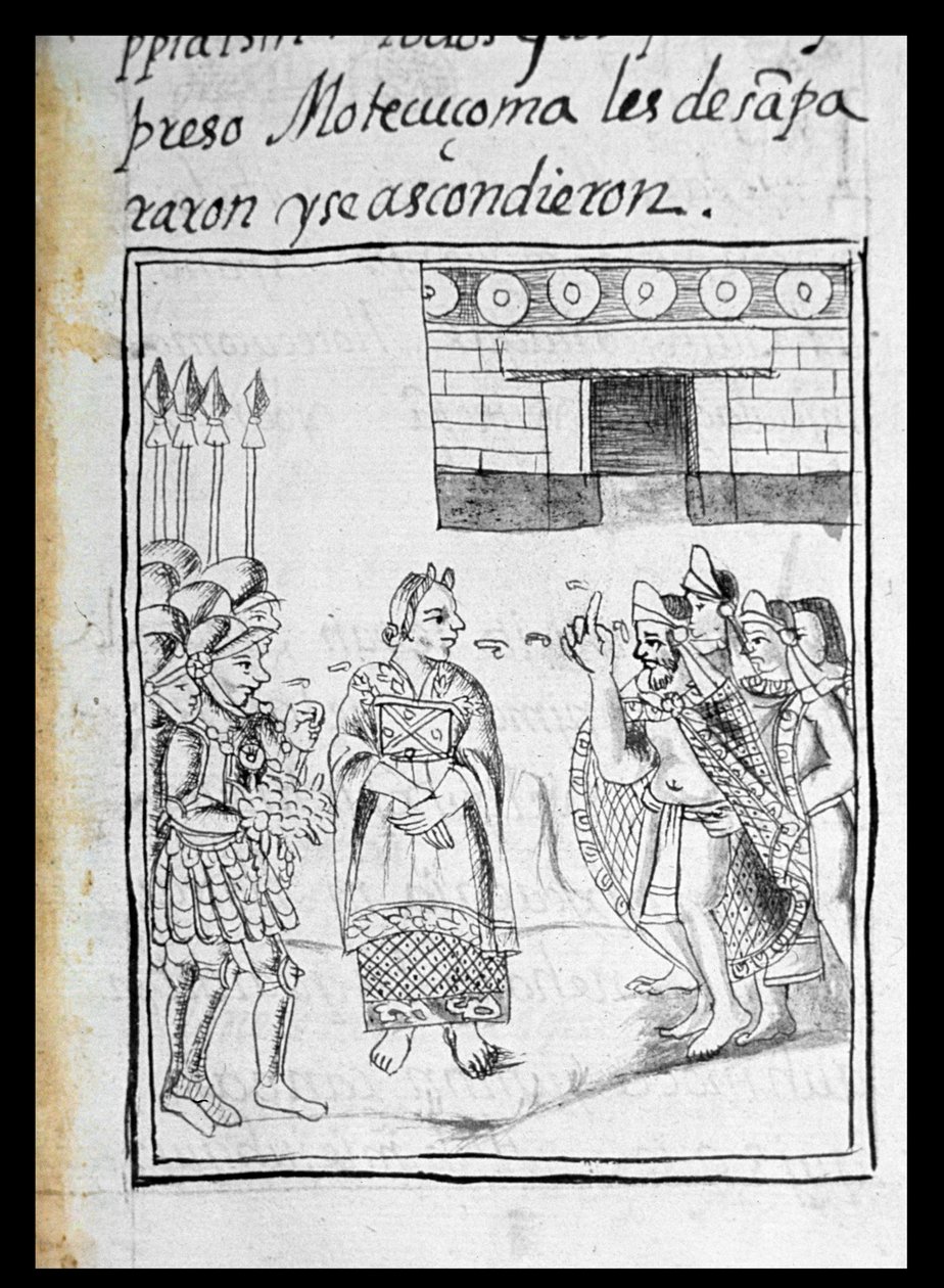Ms Palat. 218-220 Livre IX Marina interprétant pour les Espagnols lors d