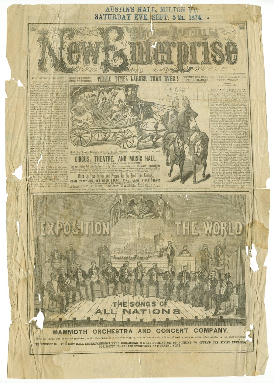 Cirque, théâtre et music-hall réunis en un seul spectacle, avec tableaux ajoutés et orchestre mammouth et compagnie de concert - Unknown