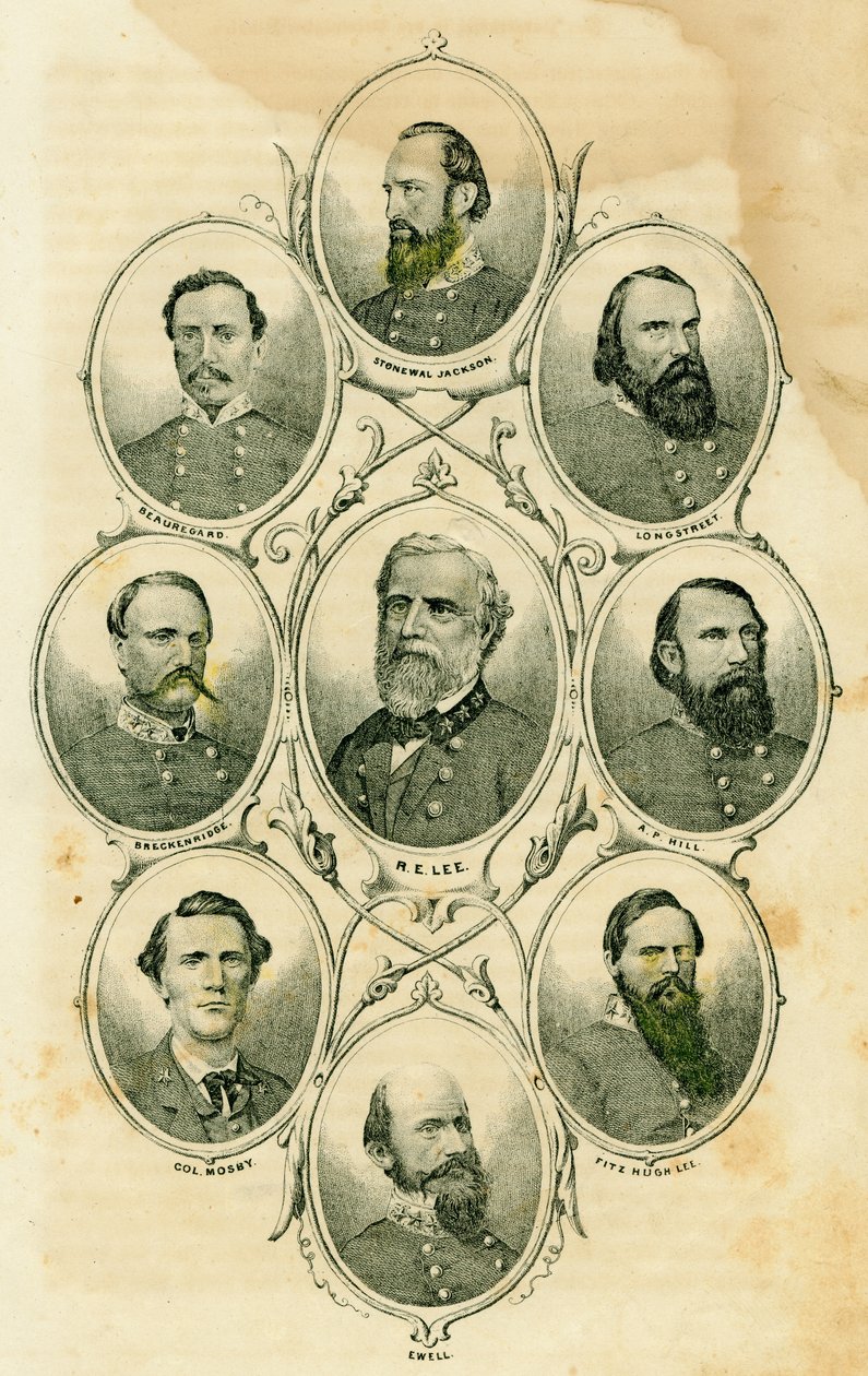 Généraux confédérés (Les sujets incluent les généraux Stonewall Jackson, Longstreet, A.P. Hill, Fitzhugh Lee, Ewell, Greckenridge, Beauregard, et Lee et le colonel Mosby) - Unknown