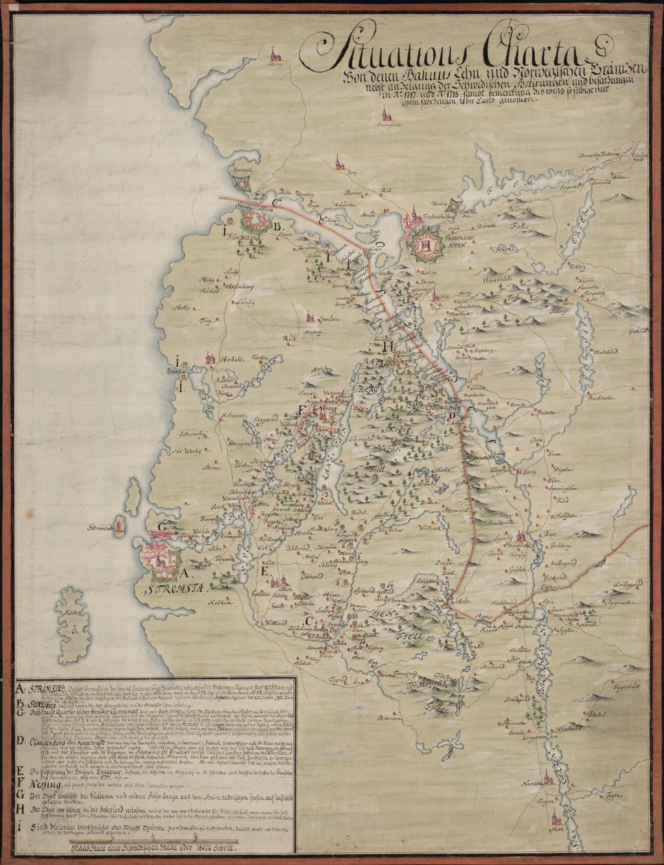 Carte des situations des frontières de Bahuus et de Norvège - Unknown