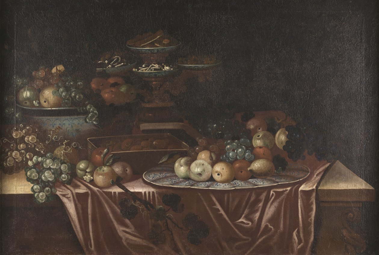 Table avec fruits et sucreries - Unknown