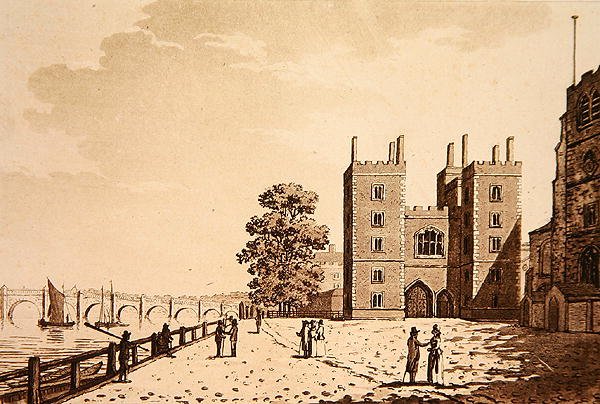 Vue du palais de Lambeth, vers 1800 - (after) English School