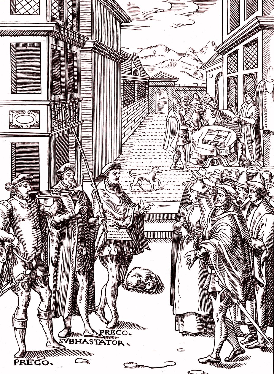 Le crieur public soufflant dans sa trompette - (after) Flemish School