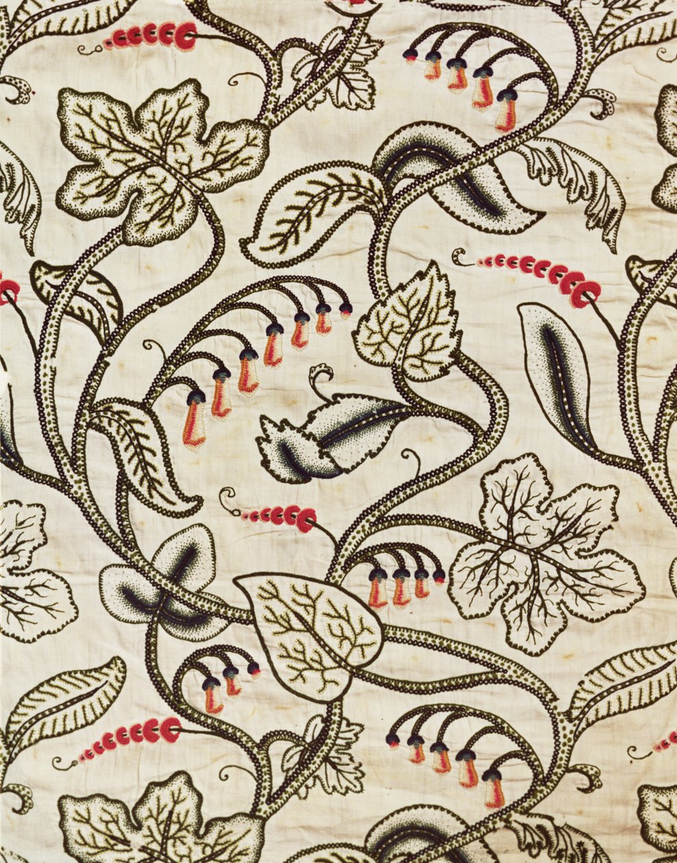Suspension en crewel avec un motif floral, fin 17e siècle - Unknown