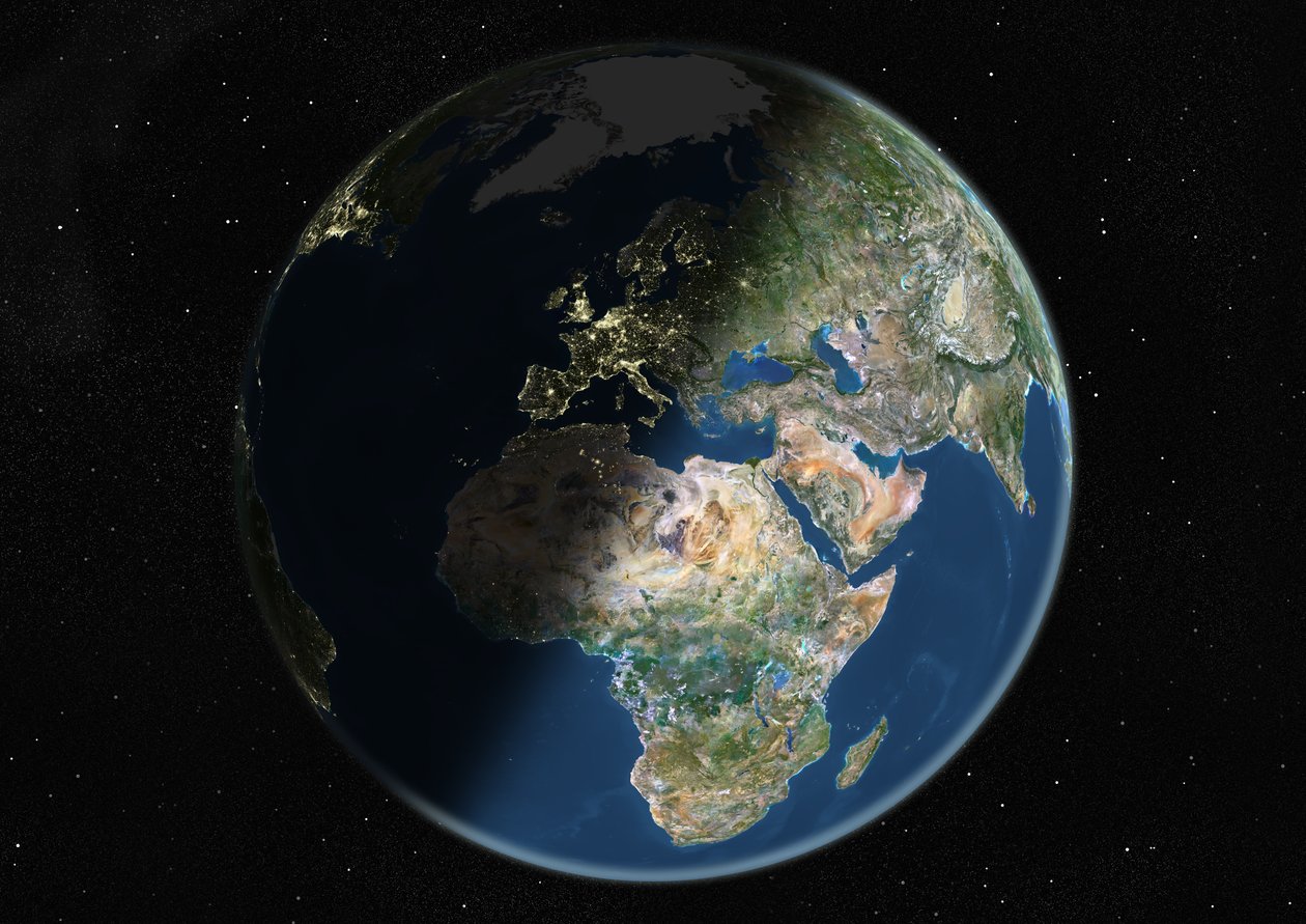 Globe centré sur l