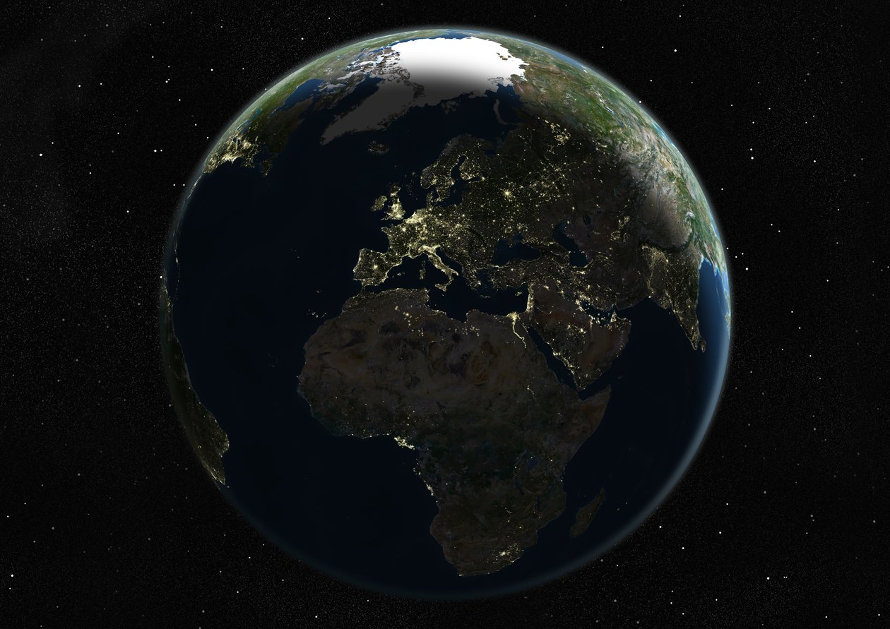 Globe centré sur l