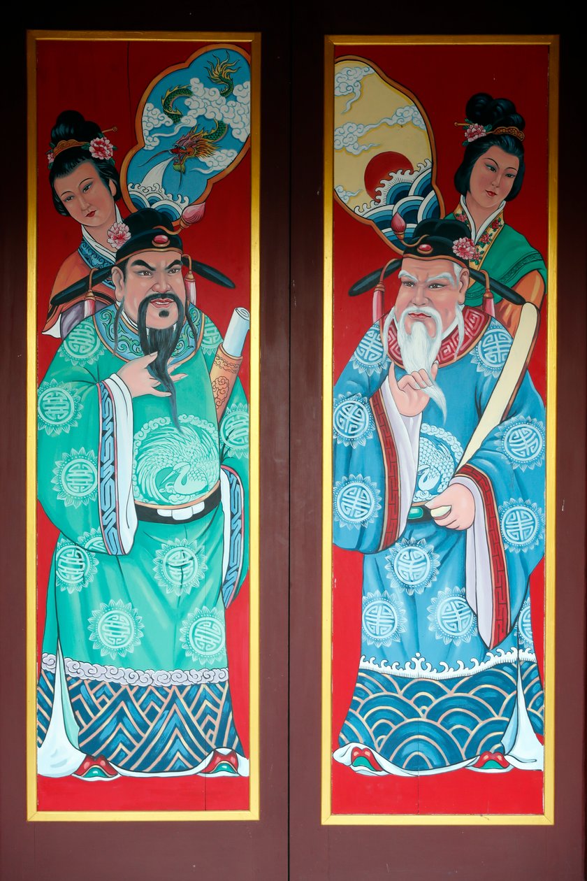 Temple bouddhiste chinois Hoi Tuong Te Nguoi Hoa. Porte peinte. Phu Quoc. Vietnam. - Unknown