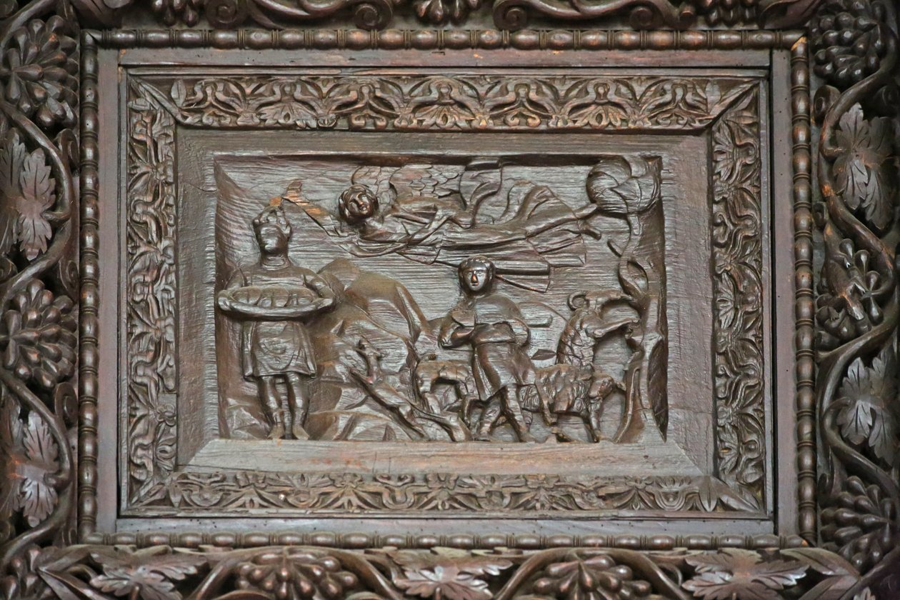 Panneau de porte du 5e siècle : Habacuc est enlevé - Unknown