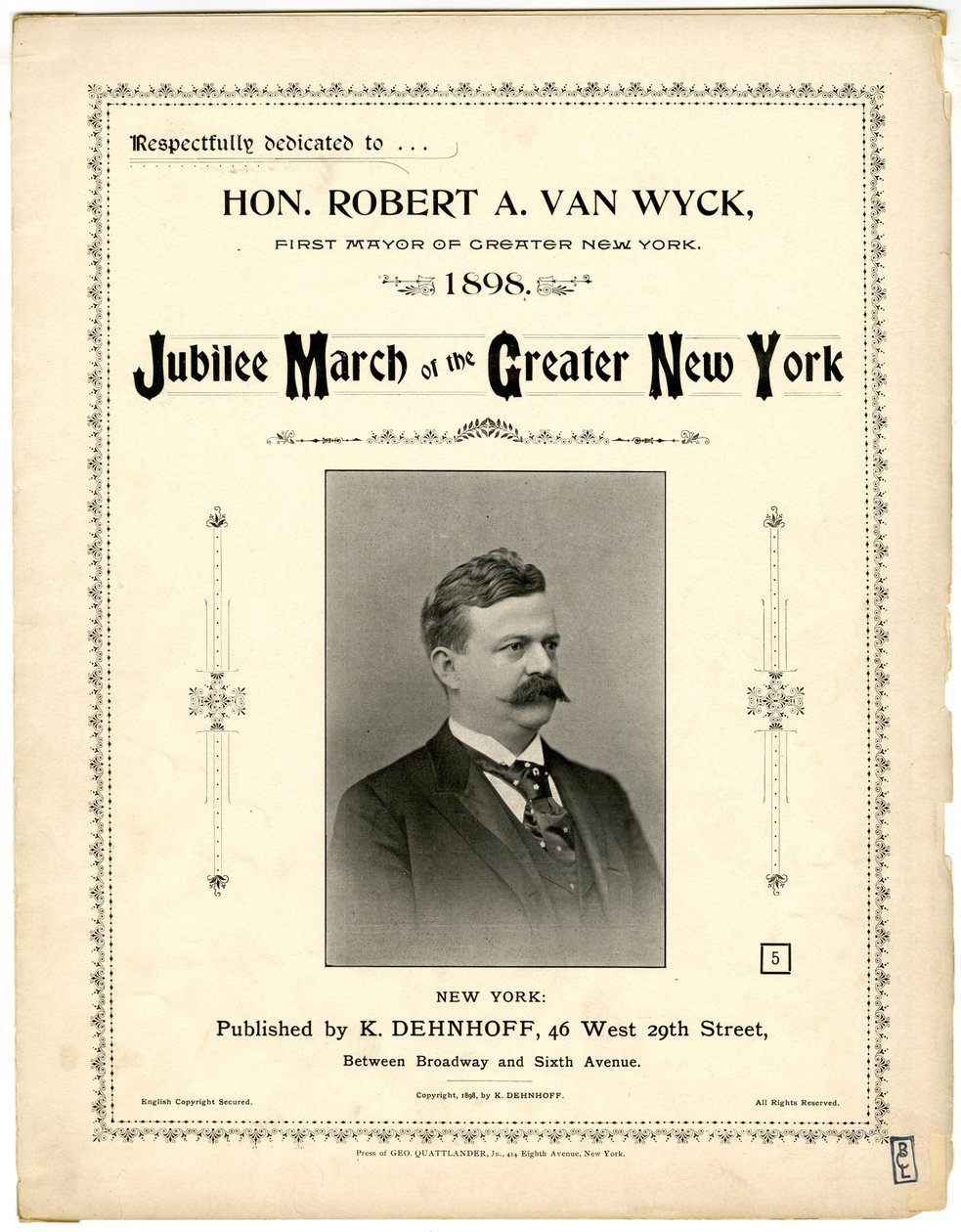 Marche du Jubilé de la Grande New York [couverture de partition], 1898 - American School