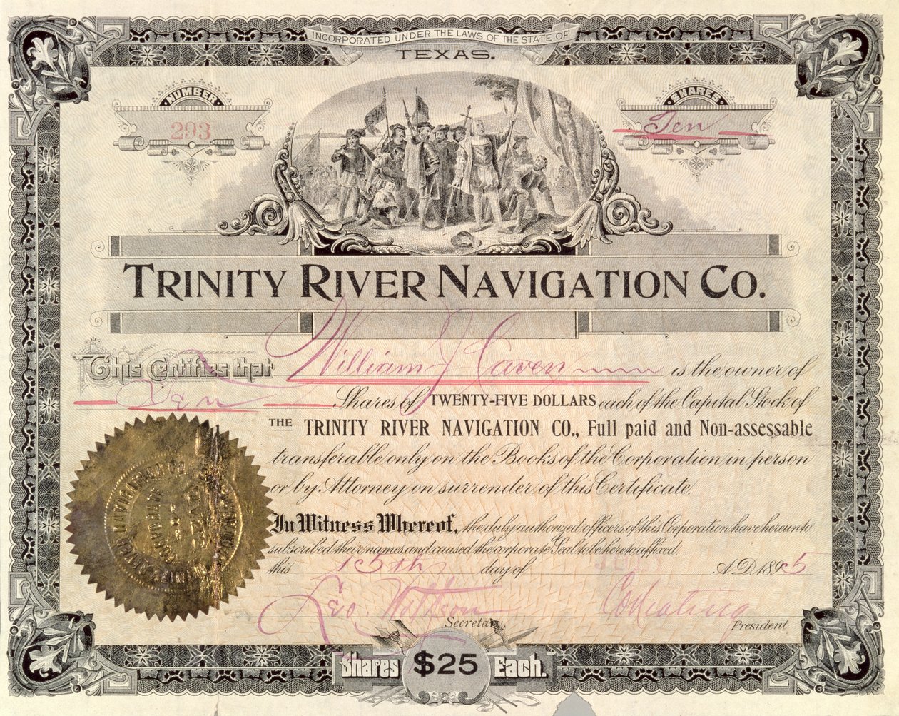 Action de la Trinity River Navigation Co., 1895 - American School
