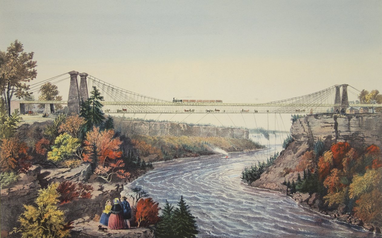 Le Pont Suspendu du Chemin de Fer, Près des Chutes du Niagara - American School