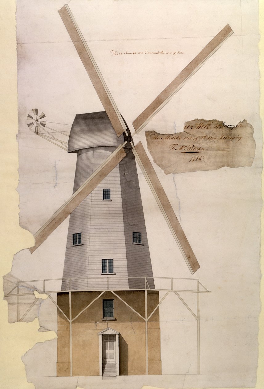 Le moulin à vent de M. Pilchers à Margate, Kent, 1816 - English School