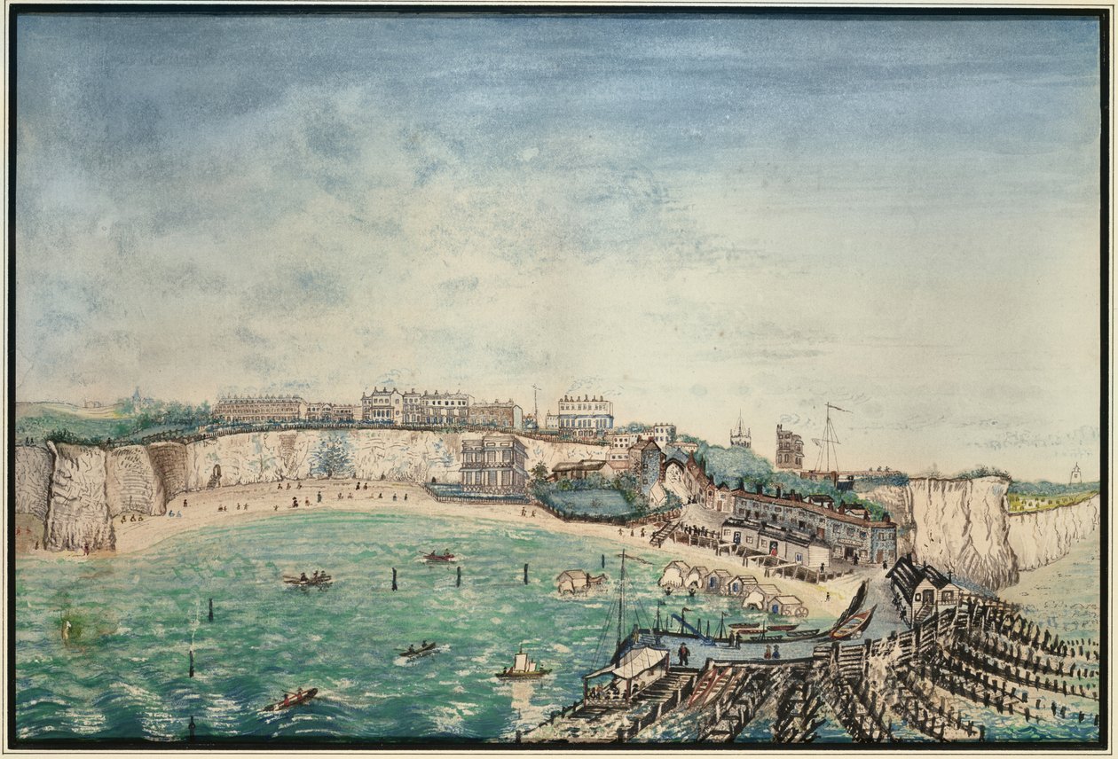 Vue de la plage et du port à Broadstairs, Kent, vers 1830 - English School