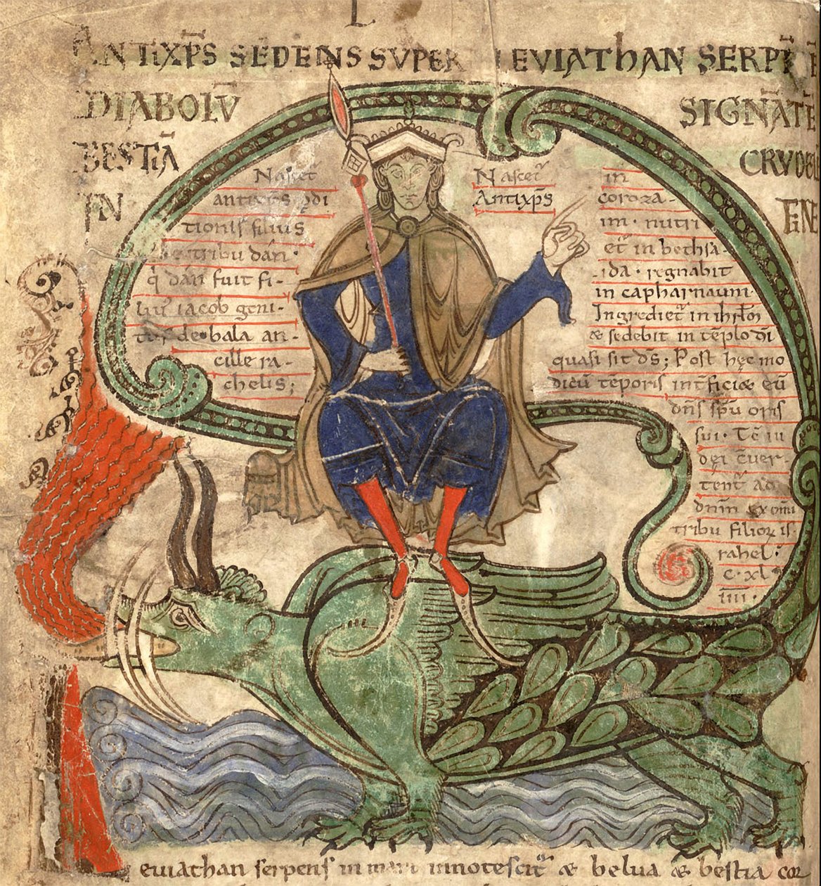 Antéchrist assis sur un Léviathan du Liber Floridus par Lambert de Saint-Omer, 1120 - Flemish School