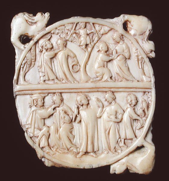 Dos de miroir représentant des scènes courtoises - French School