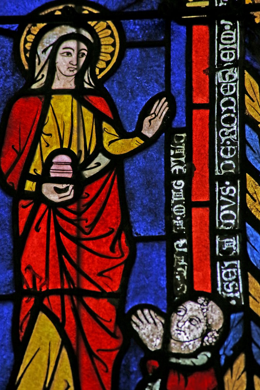 Vitrail représentant Sainte Marie-Madeleine avec un donateur - French School
