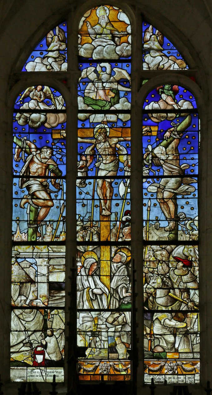 Fenêtre représentant la Crucifixion - French School
