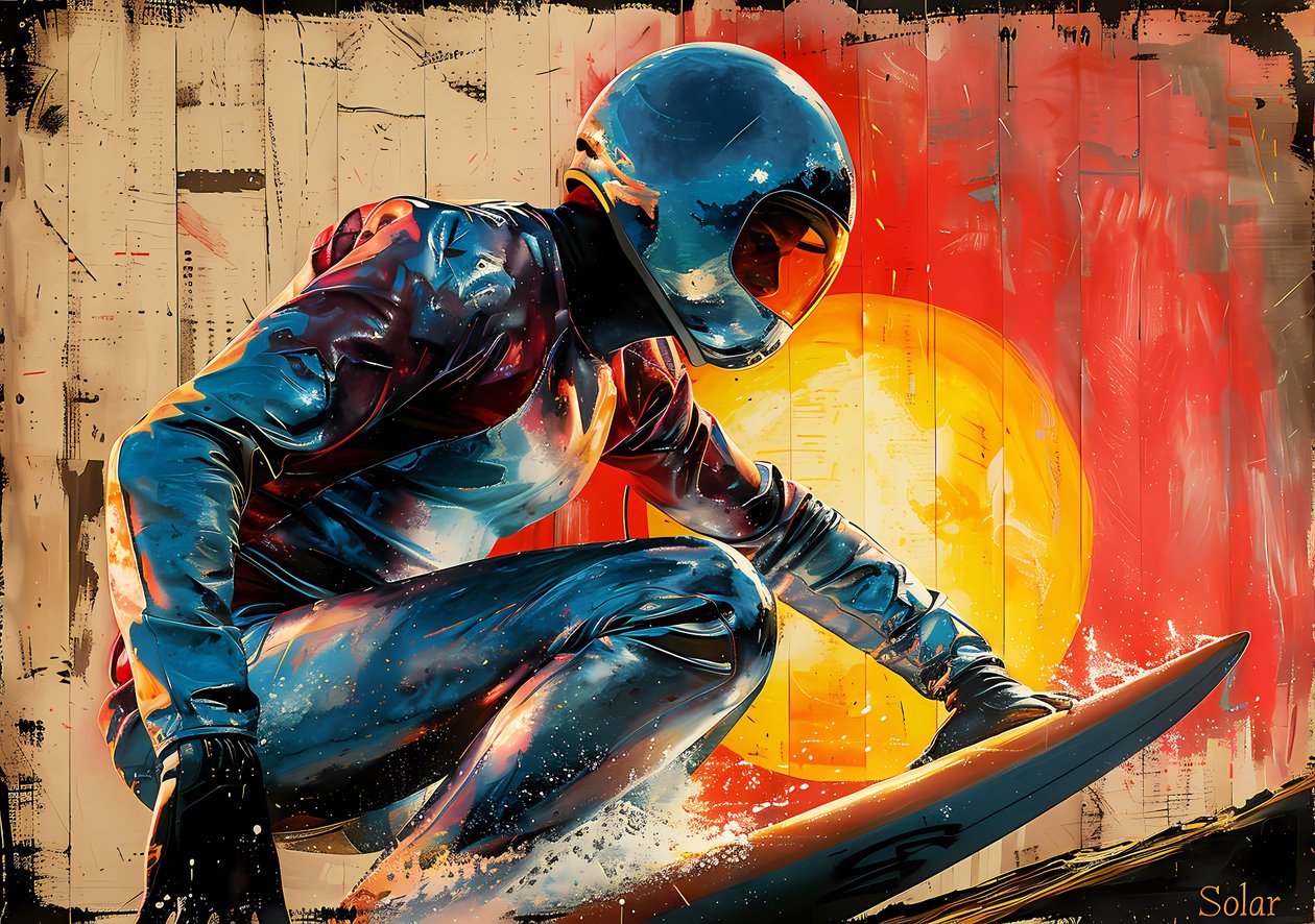 Peinture de surfeur, affiche de film rétro - F. Abderrahim