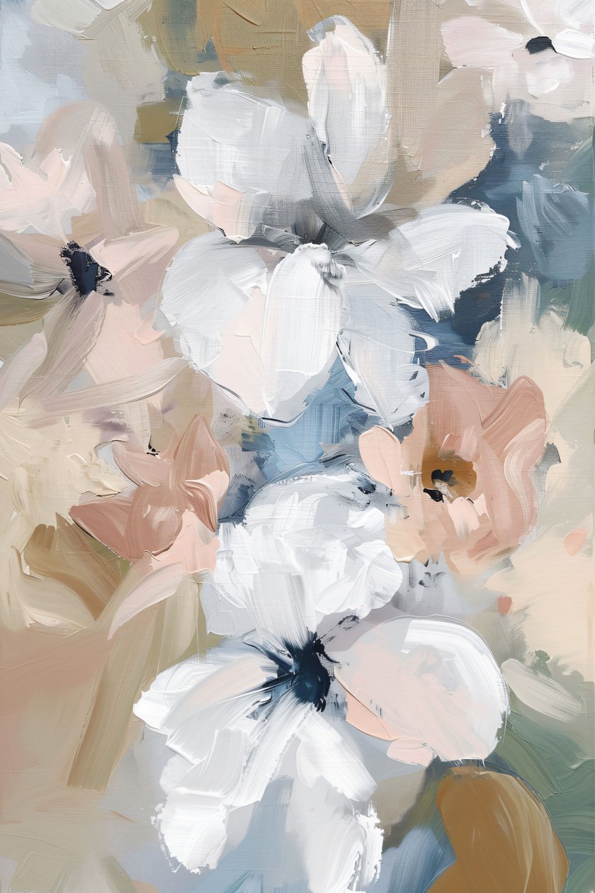 Fleurs abstraites pastel neutres, impressions d