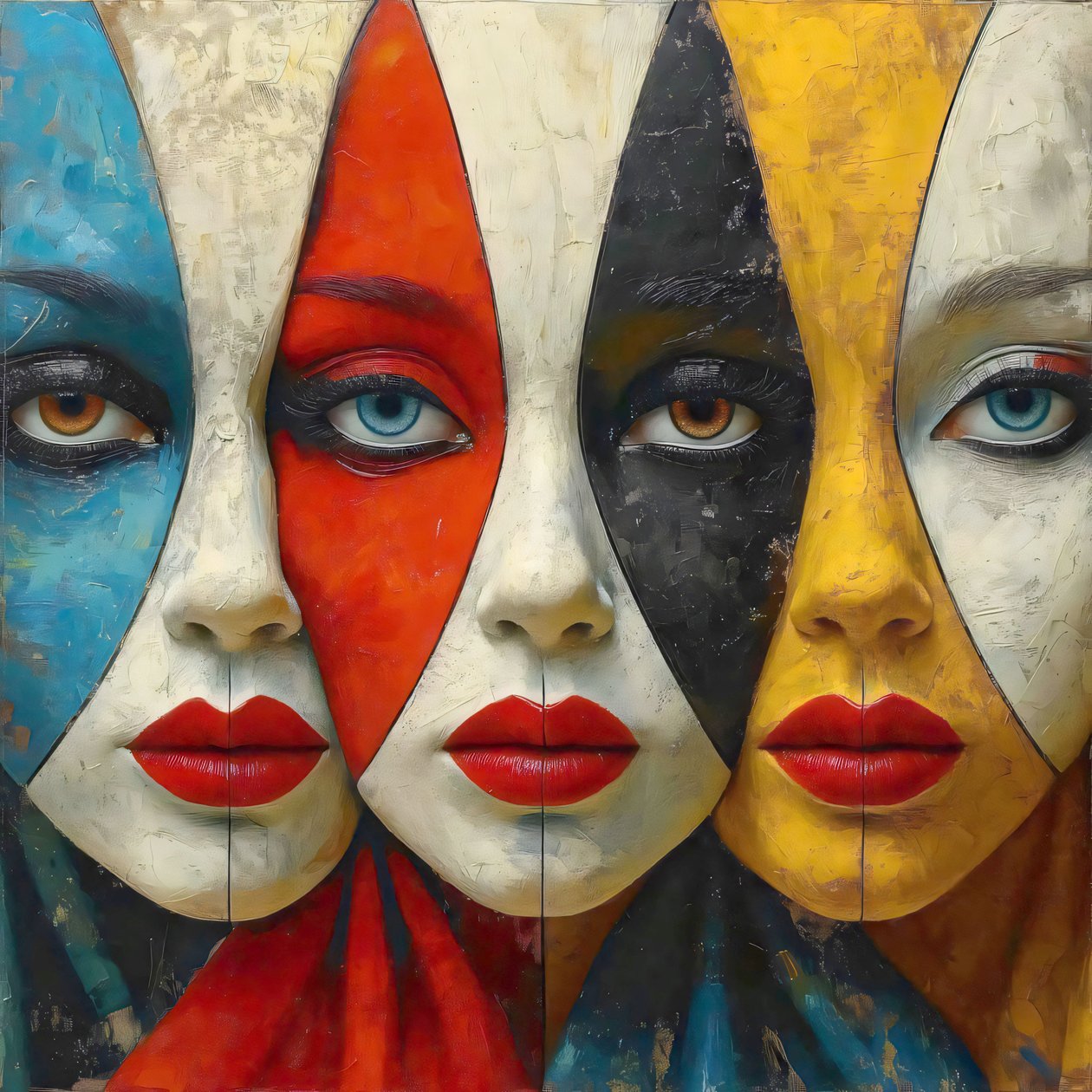 Visages de femmes abstraits dans de magnifiques motifs géométriques - F. Abderrahim