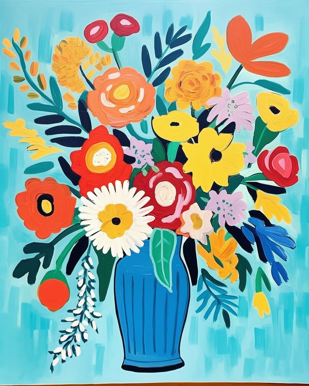 Fleurs dans un vase inspirées de Matisse - F. Abderrahim