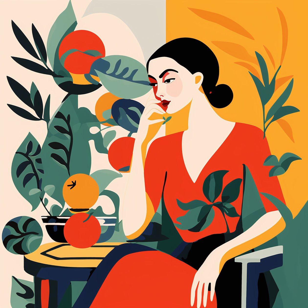 Peinture de filles dans une chaise dans le style de Matisse - F. Abderrahim