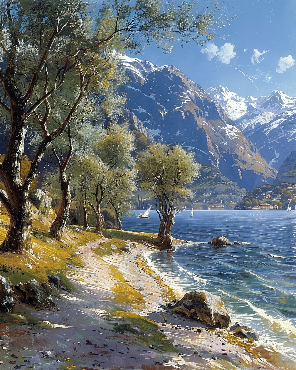 Paysage de montagne et de forêt avec un lac tranquille - F. Abderrahim
