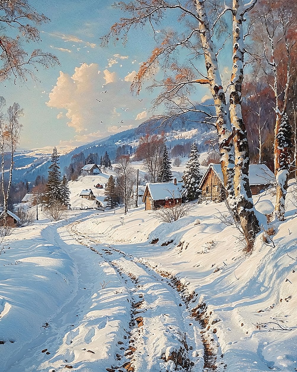 Paysage avec paysage enneigé - F. Abderrahim