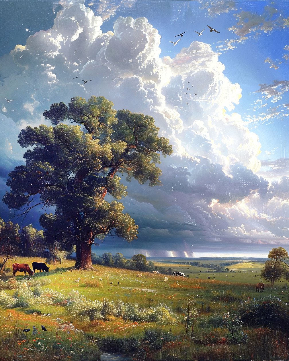Paysage avec prairies ensoleillées - F. Abderrahim