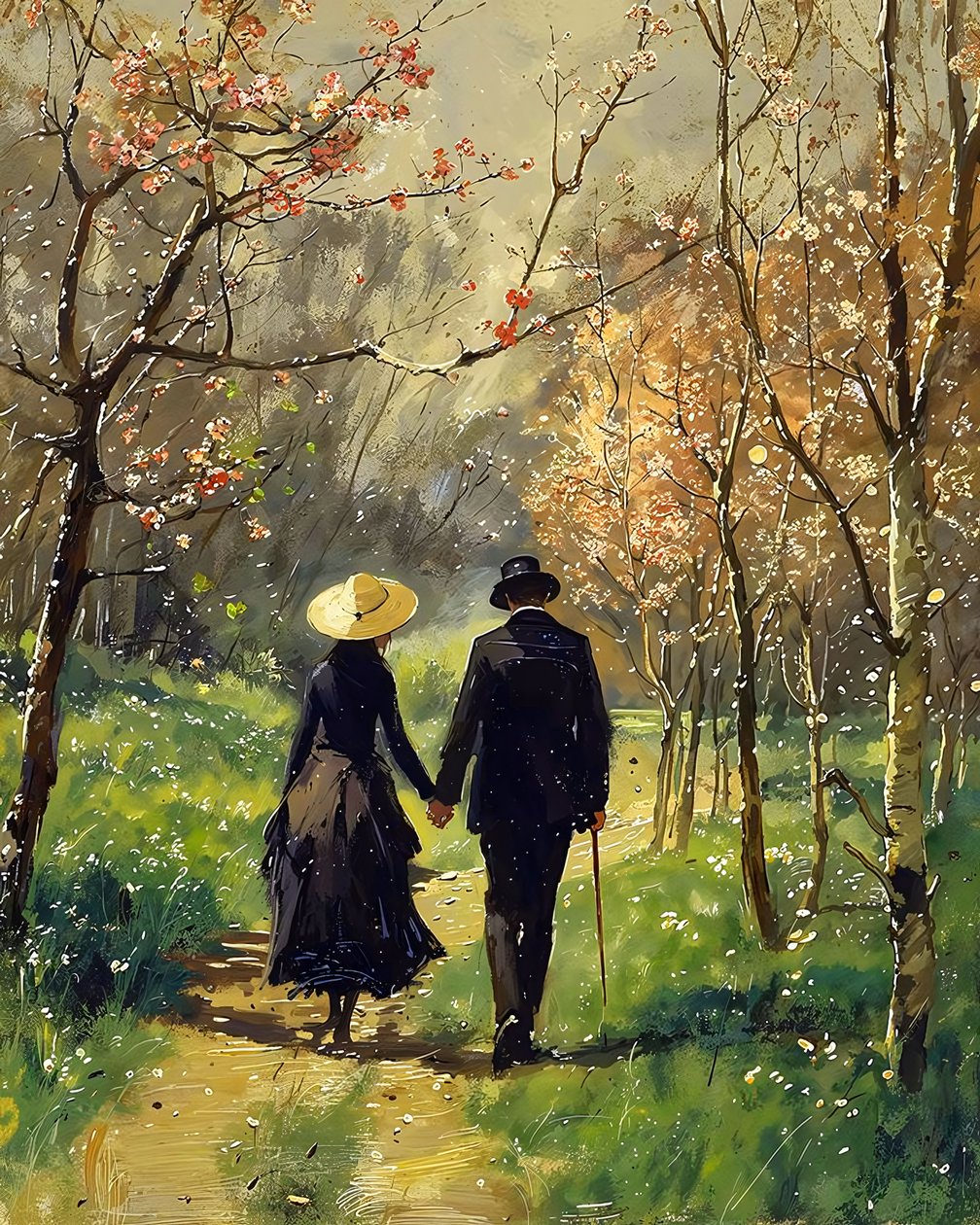 Un homme et une belle femme amoureux marchent au milieu d