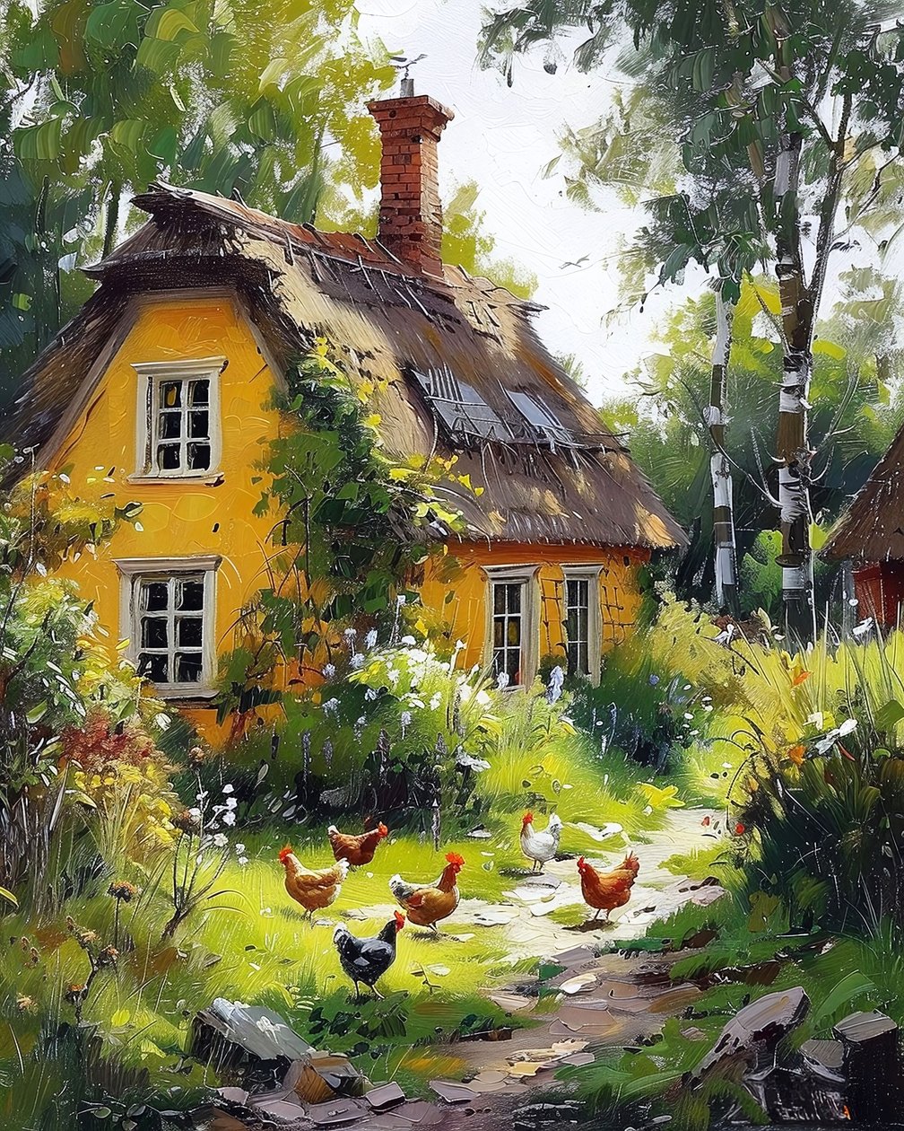 Maison en bois à la campagne avec vergers en fleurs - F. Abderrahim