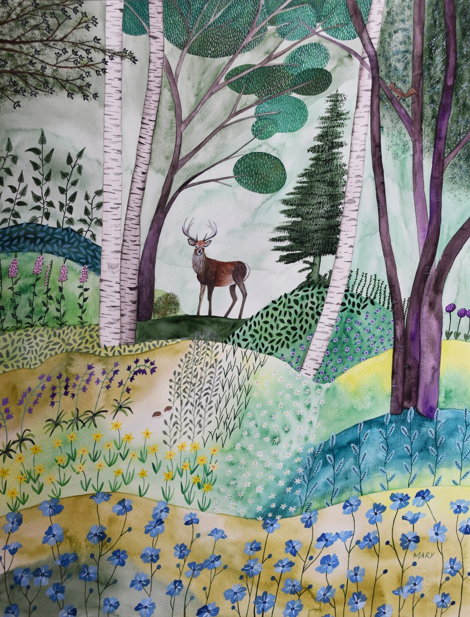 Le printemps dans la forêt - Marys Watercolors