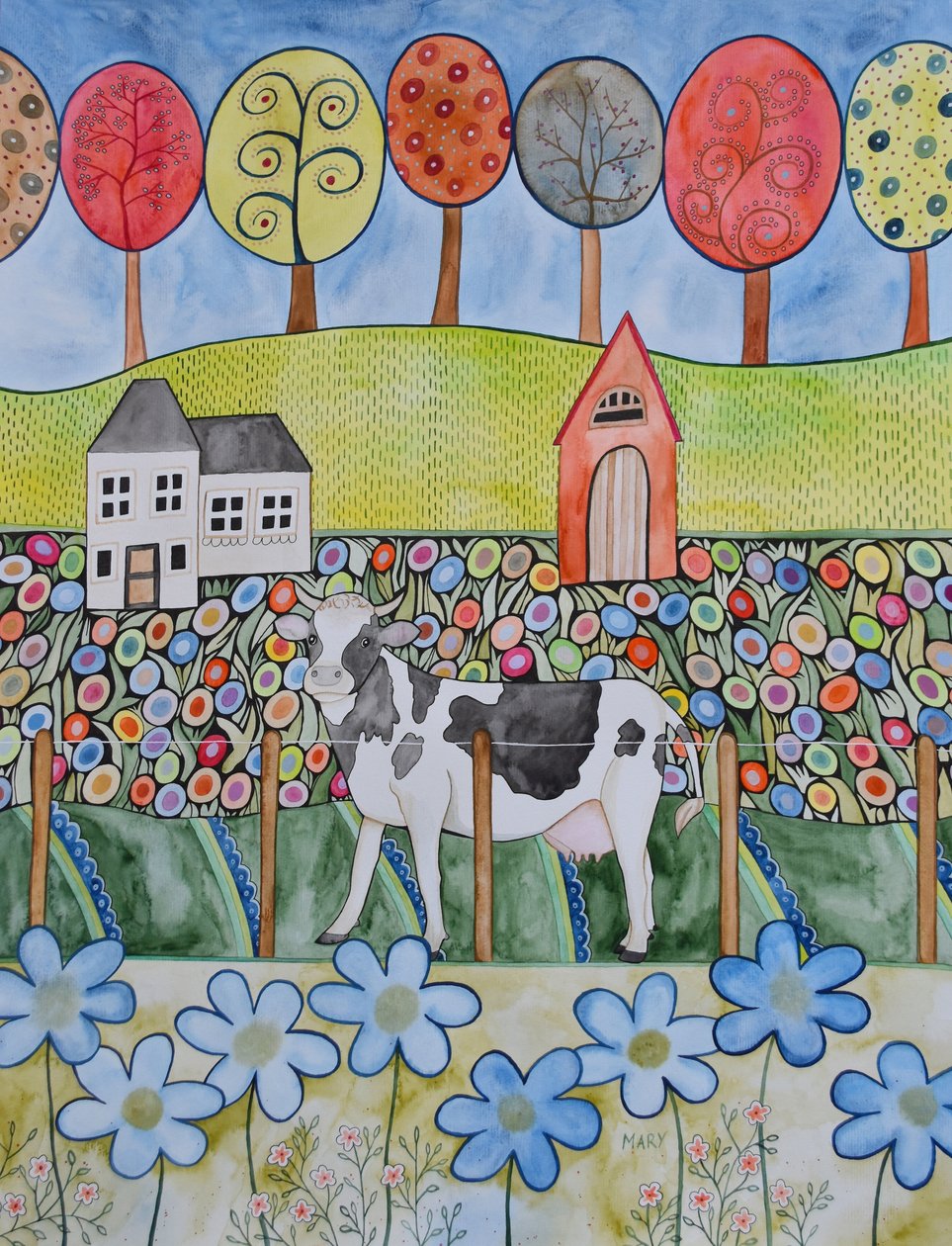 Vache satisfaite - Marys Watercolors