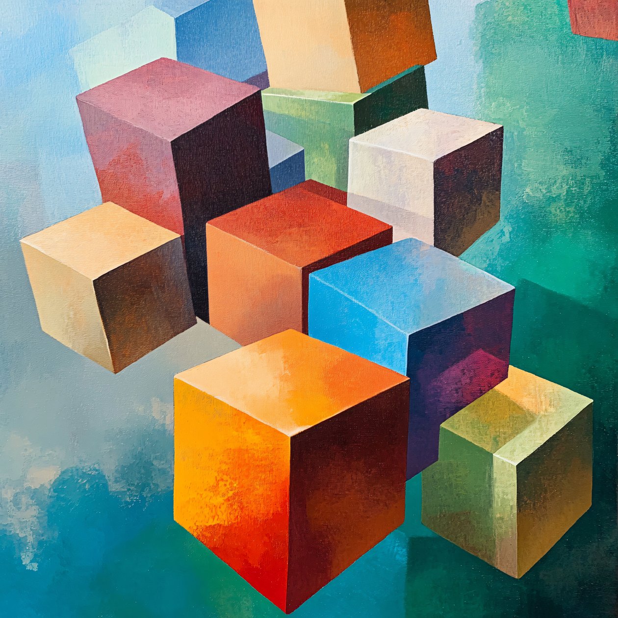 Motif géométrique abstrait en bois coloré, impression sur toile en ligne sur demande - F. Abderrahim