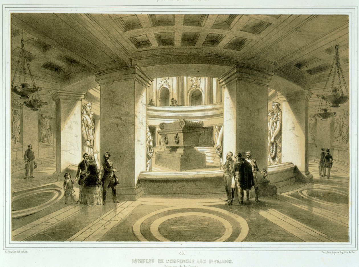 Tombe de Napoléon (1769-1821) aux Invalides, tirée de Paris et ses Environs, publiée vers 1850-60 - Abbé Prévost