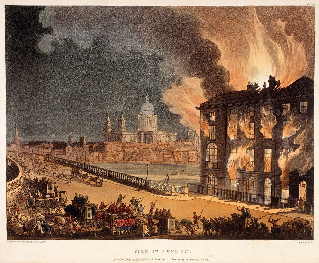 Incendie à Londres - A.C., Rowlandson, Pugin
