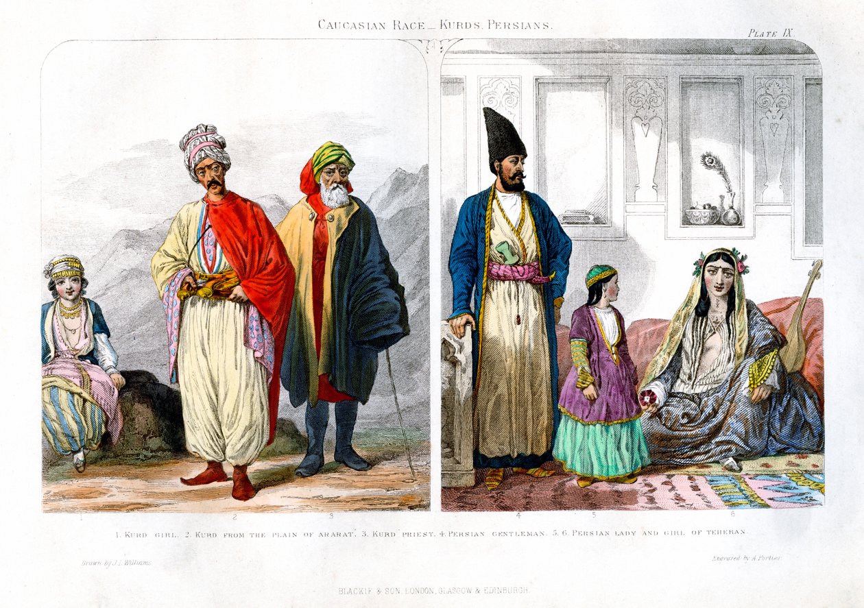 Race caucasienne, Kurdes et Perses, 1873 - A. Portier