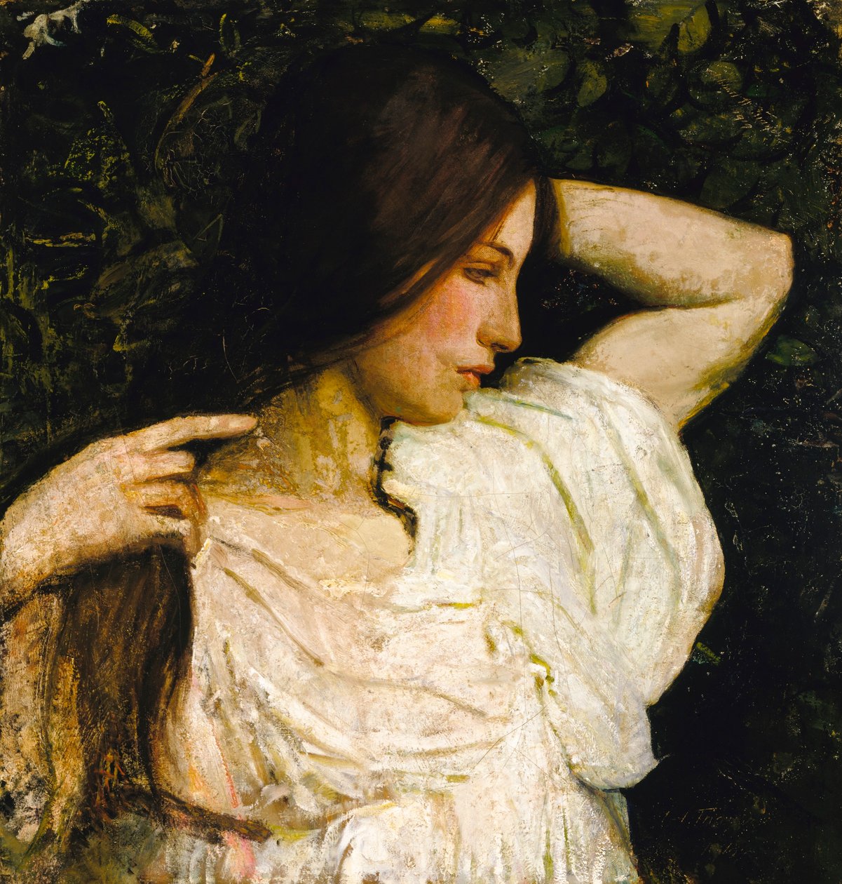 Fille arrangeant ses cheveux - Abbott Handerson Thayer