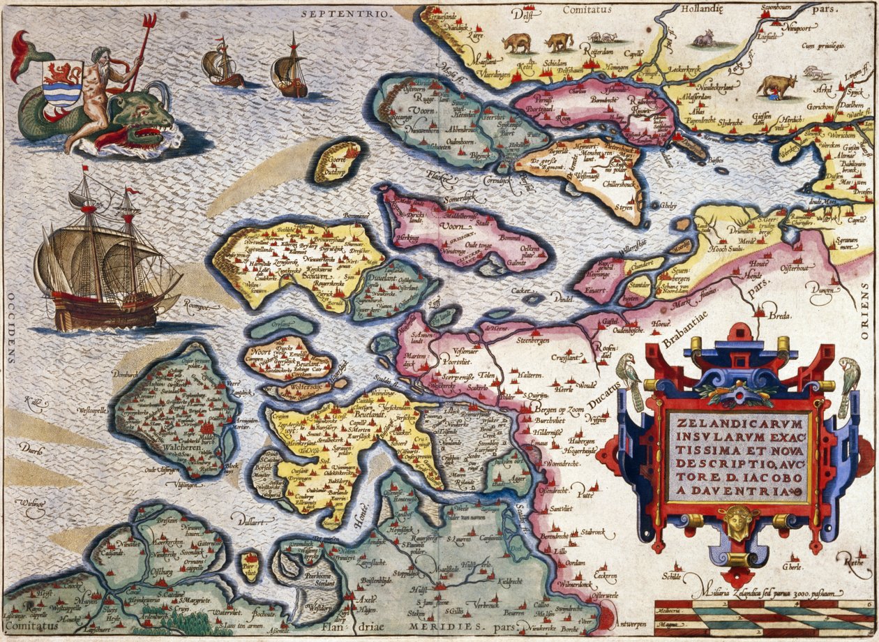 Carte de Zélande, c.1560 - Abraham Ortelius