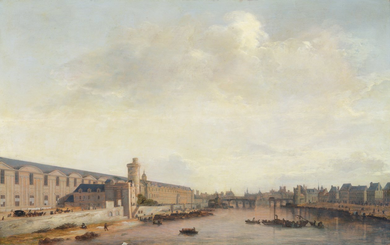 La Grande Galerie du Louvre, vue de Paris depuis le pont Barbier, c.1640 - Abraham de Verwer